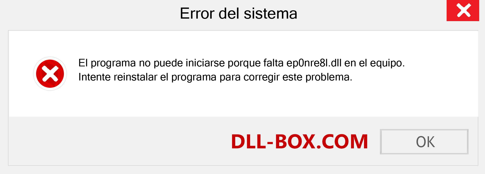 ¿Falta el archivo ep0nre8l.dll ?. Descargar para Windows 7, 8, 10 - Corregir ep0nre8l dll Missing Error en Windows, fotos, imágenes